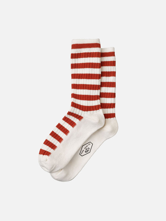 Chaussettes rayées rouges en recyclé - chunky stripe sock red