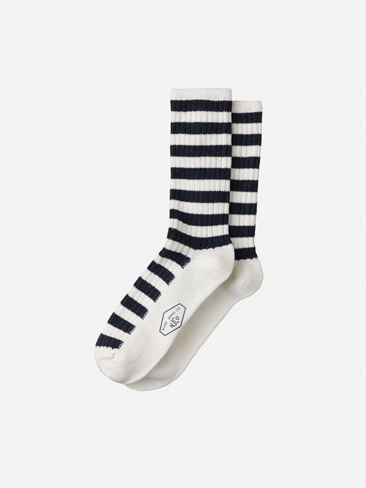 Chaussettes rayées marine en recyclé - chunky stripe sock navy