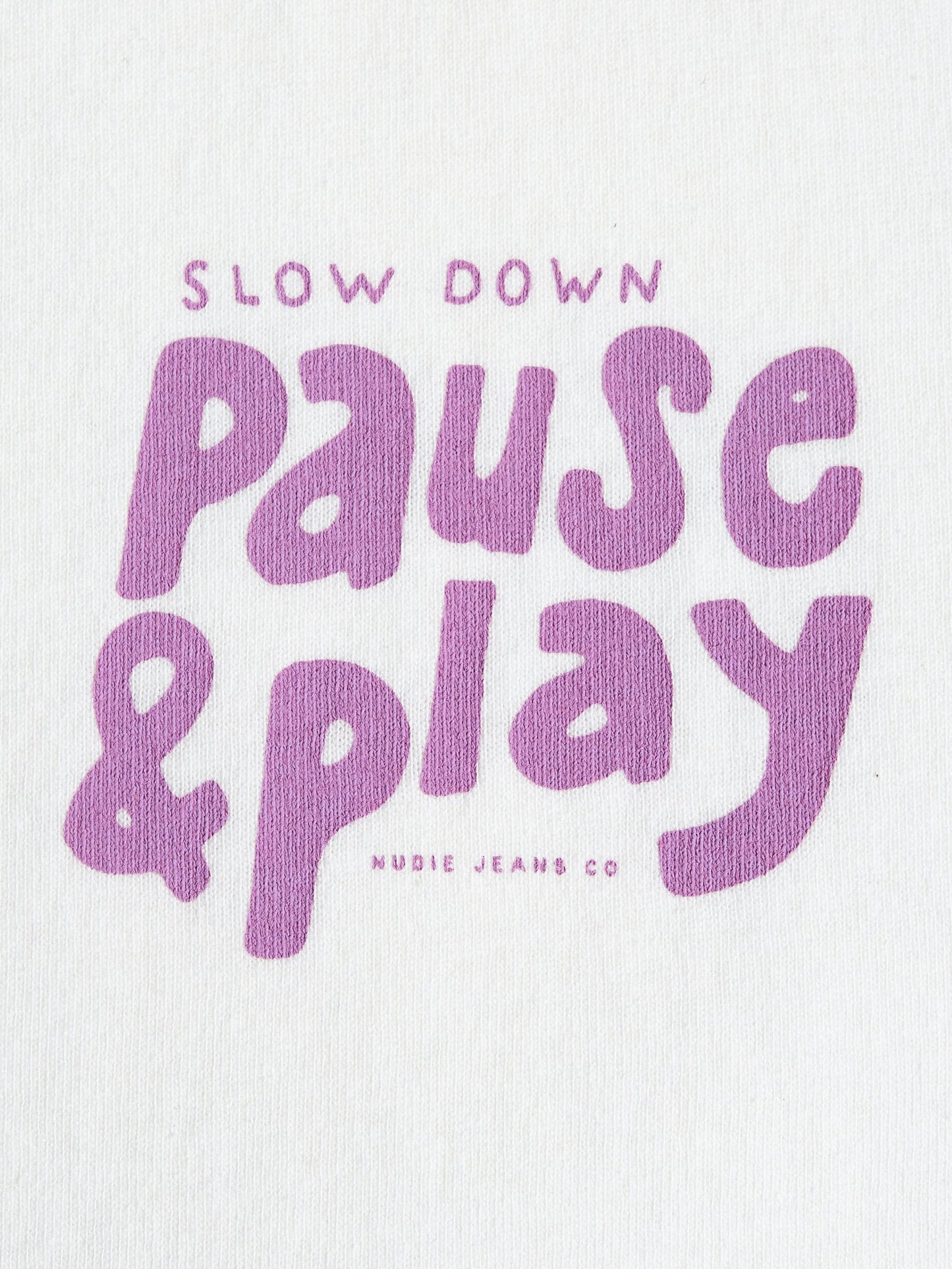 T-shirt blanc imprimé en coton bio - roy pause and play chalk white