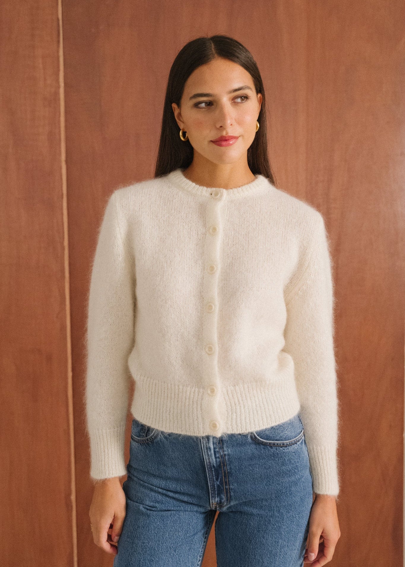 Gilet en mohair certifié | écru "Grace"