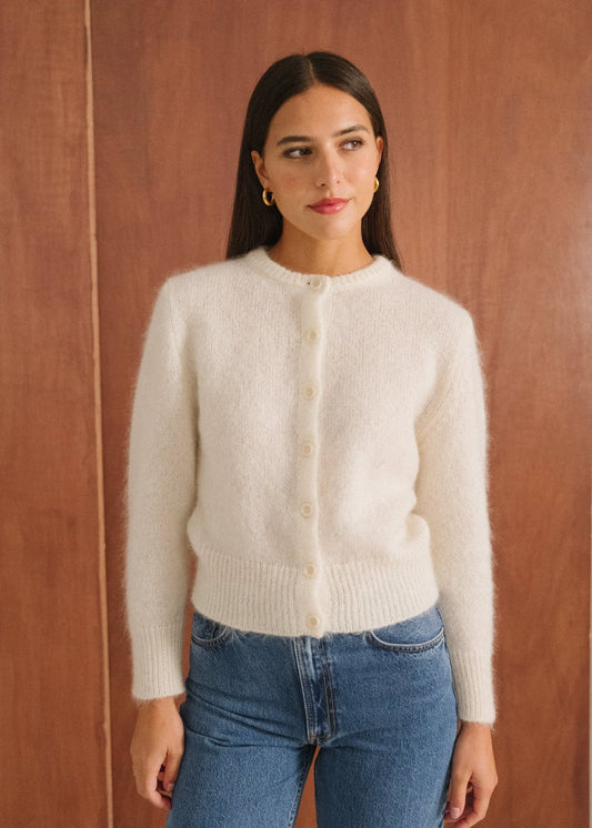 Gilet en mohair certifié | écru "Grace"