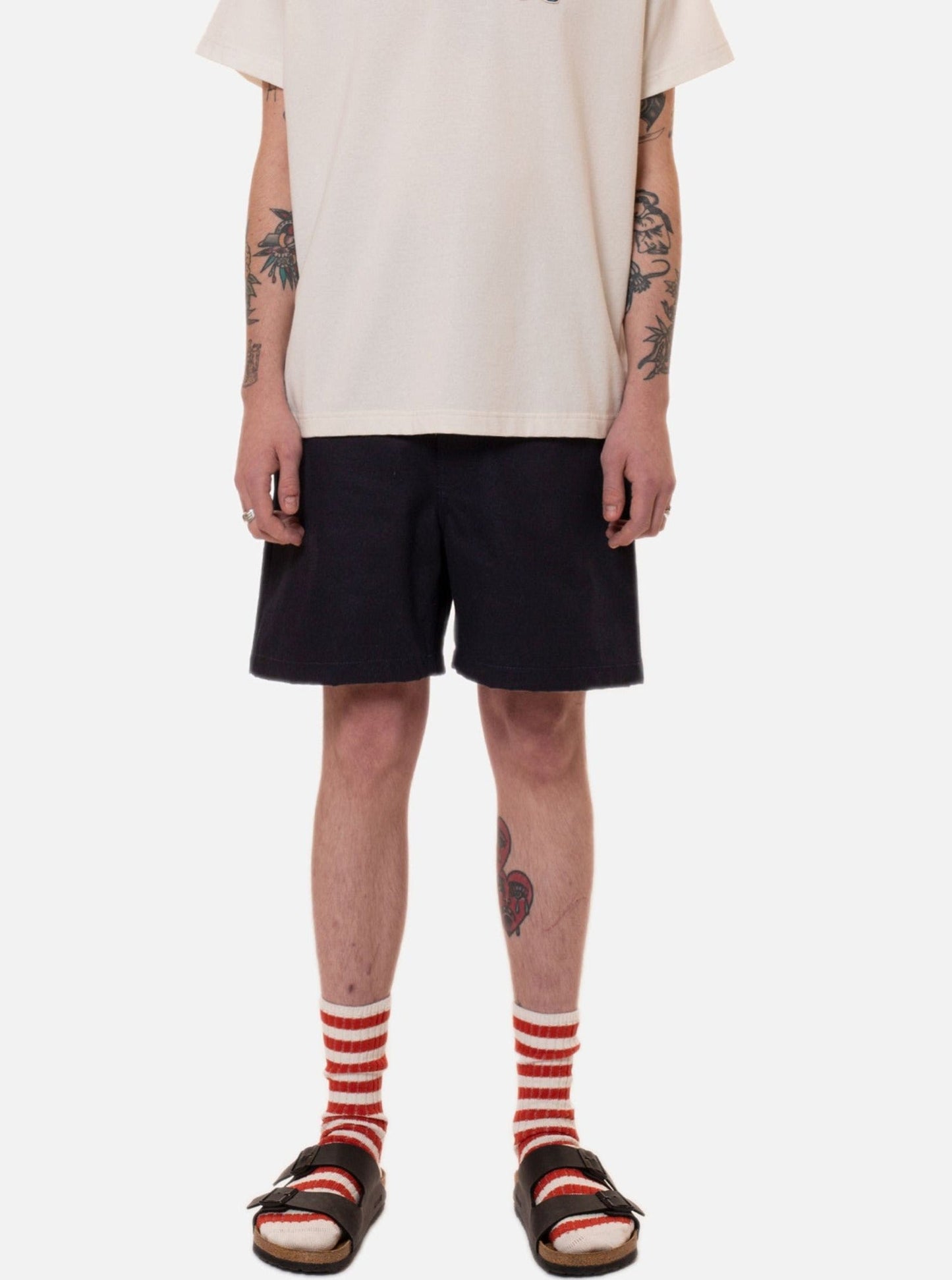 Short marine en coton recyclé - luke worker shorts rebirth navy