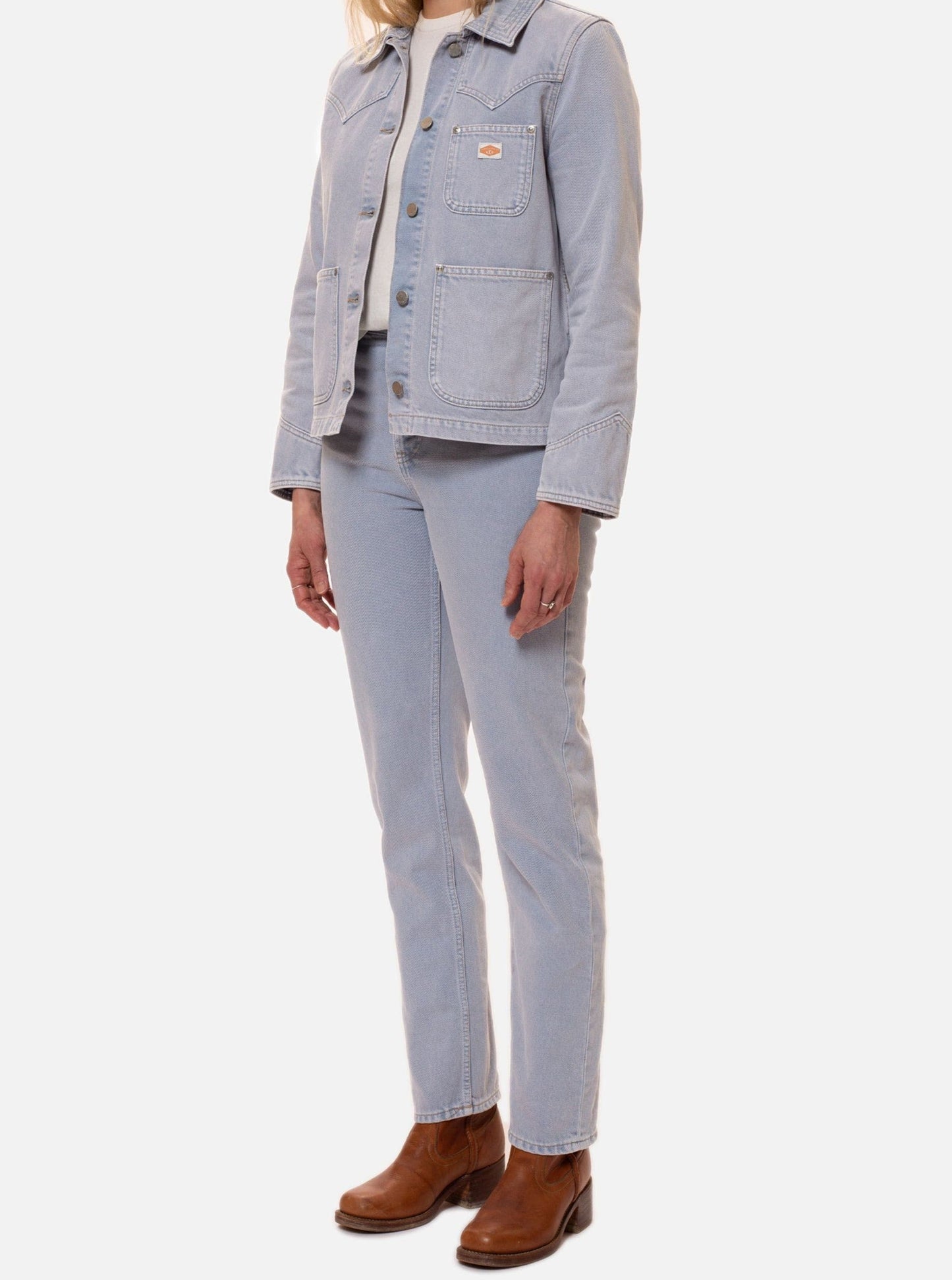 Jean droit violet délavé en coton bio - lofty lo purple mist