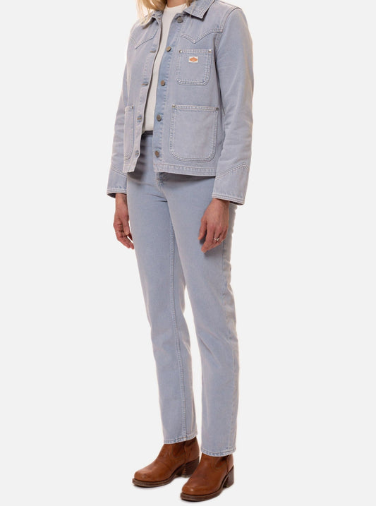 Jean droit violet délavé en coton bio - lofty lo purple mist