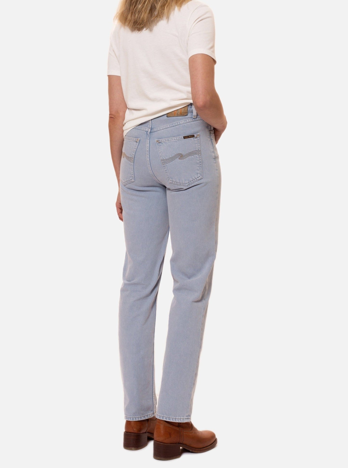 Jean droit violet délavé en coton bio - lofty lo purple mist