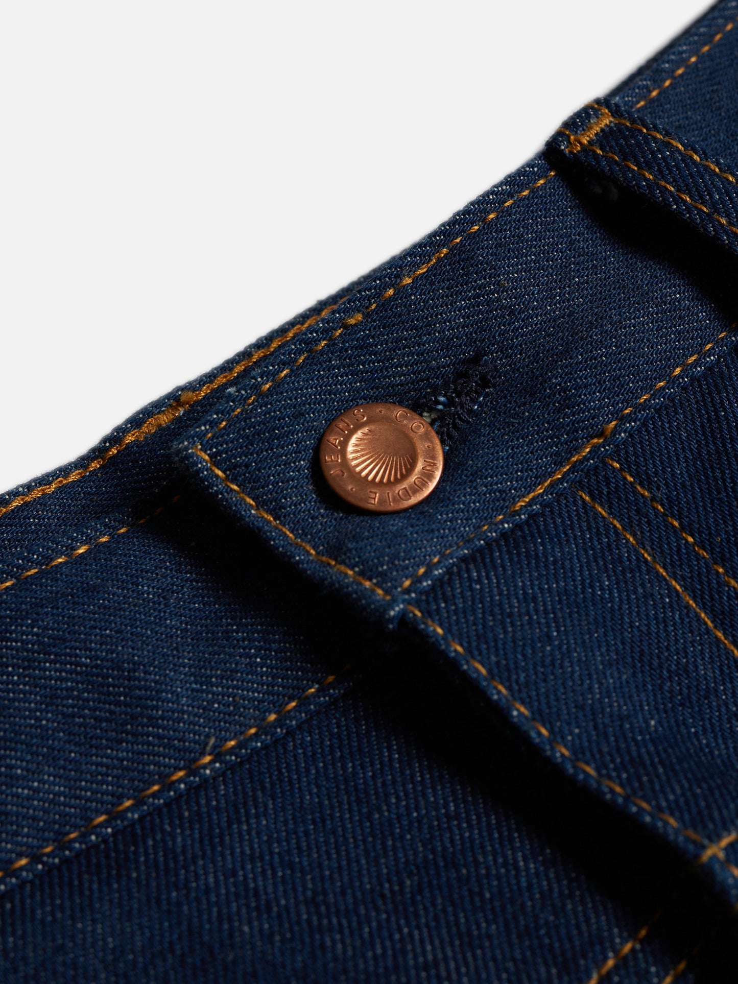Jupe courte en jean brut en coton bio - molly skirt 70's blue denim
