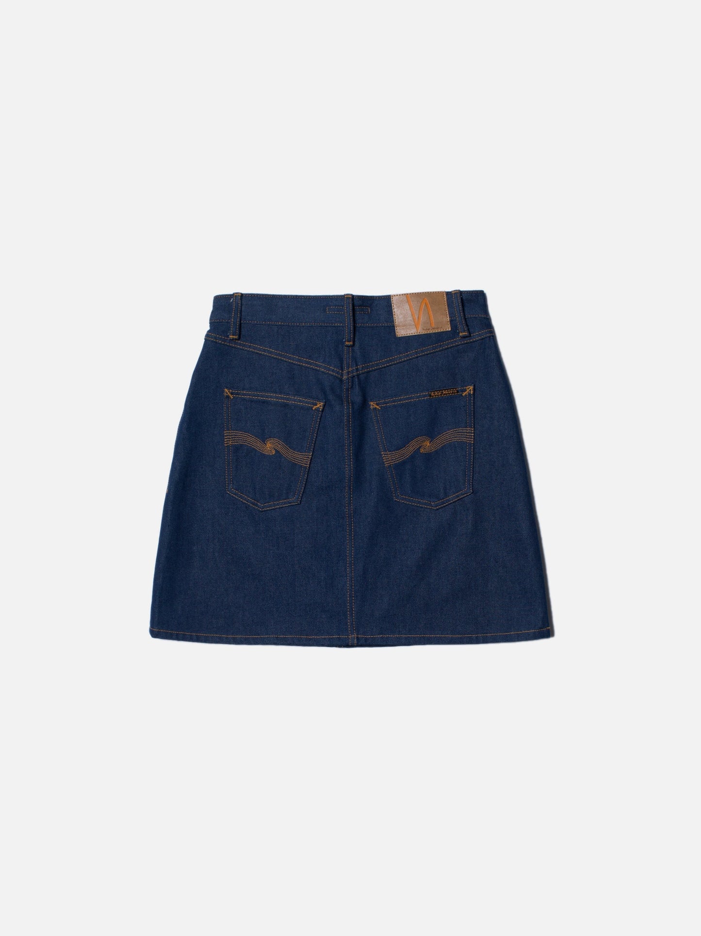 Jupe courte en jean brut en coton bio - molly skirt 70's blue denim