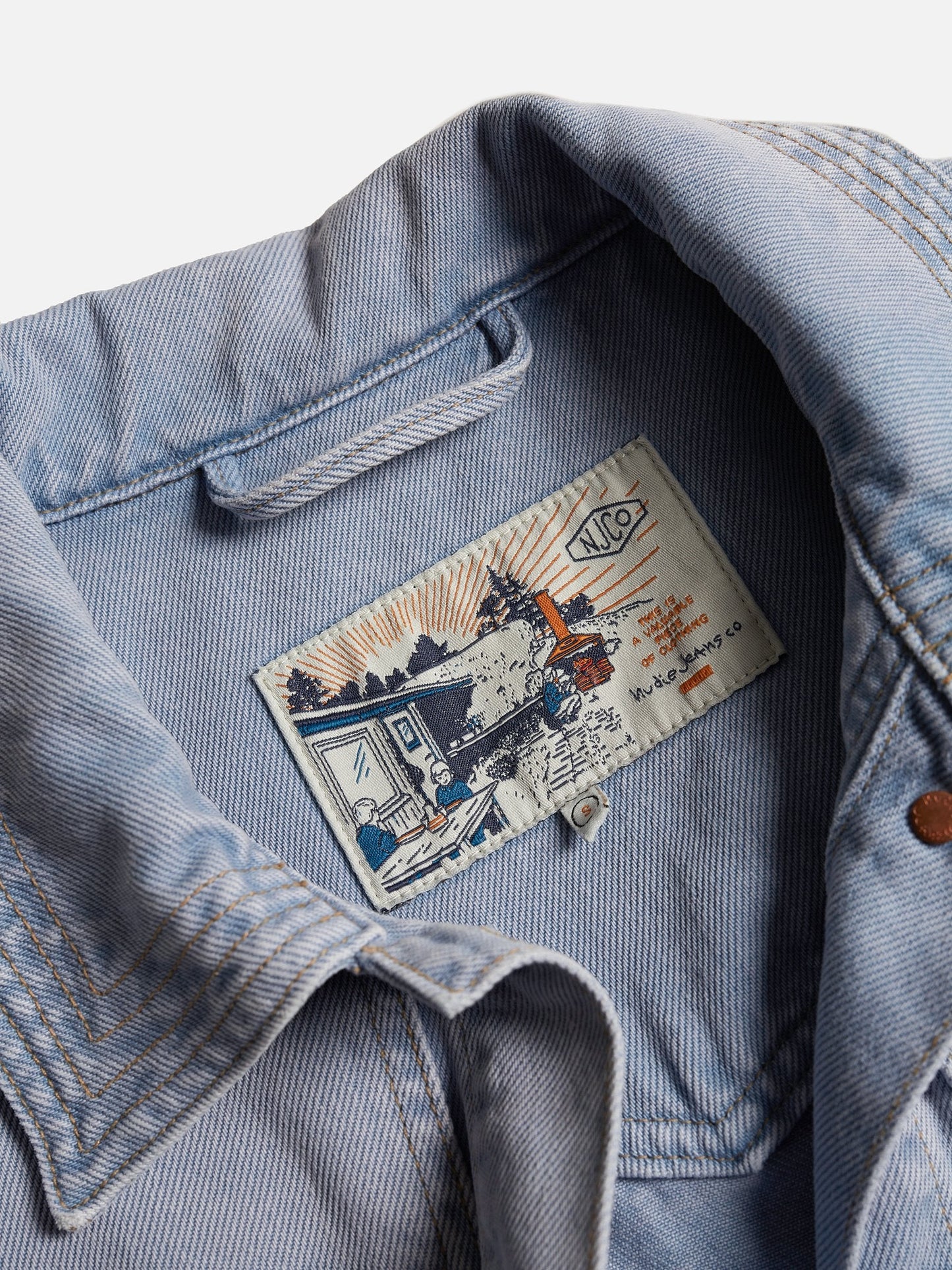 Veste en jean violet délavé en coton bio - klara worker jacket purple mist