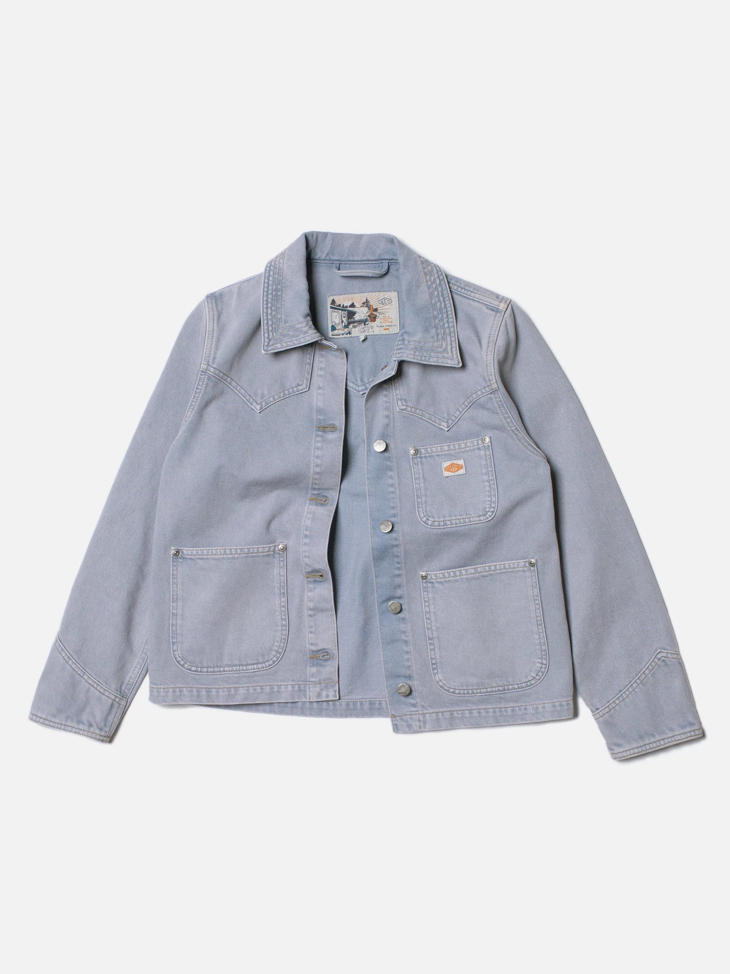 Veste en jean violet délavé en coton bio - klara worker jacket purple mist