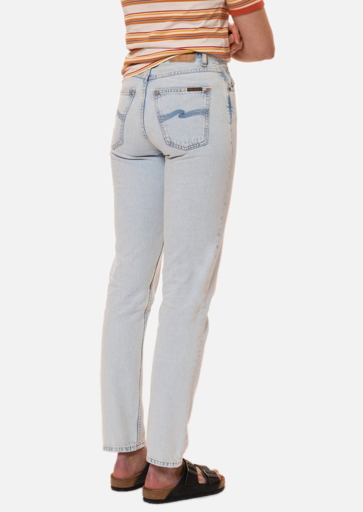 Jean mom bleu délavé en coton bio - breezy britt touch of blue