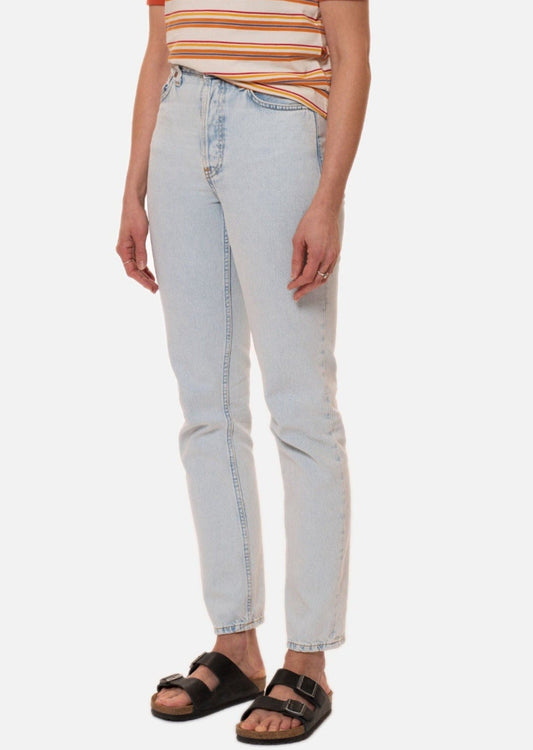 Jean mom bleu délavé en coton bio - breezy britt touch of blue