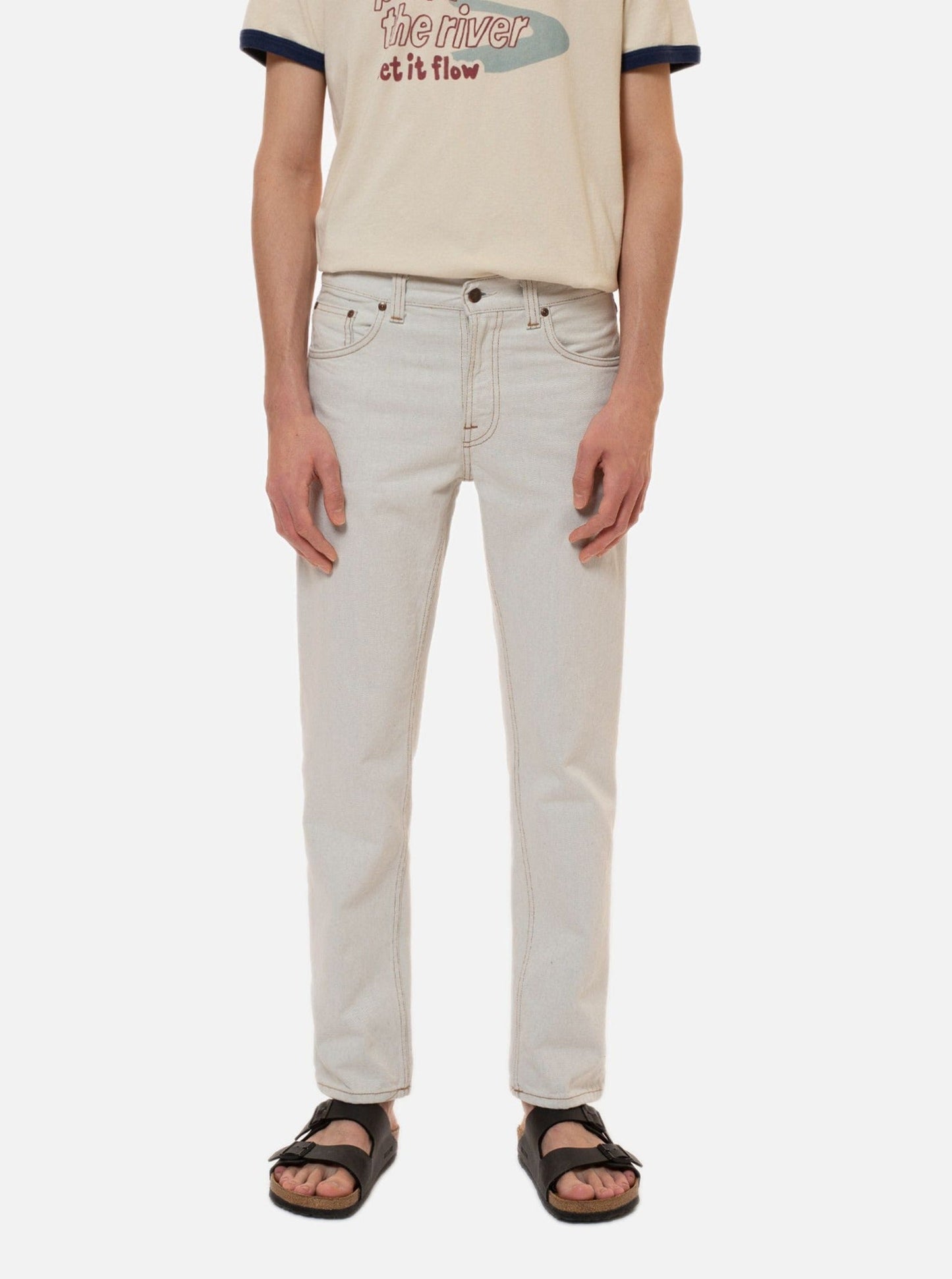 Jean droit blanc en coton recyclé - gritty jackson clay white