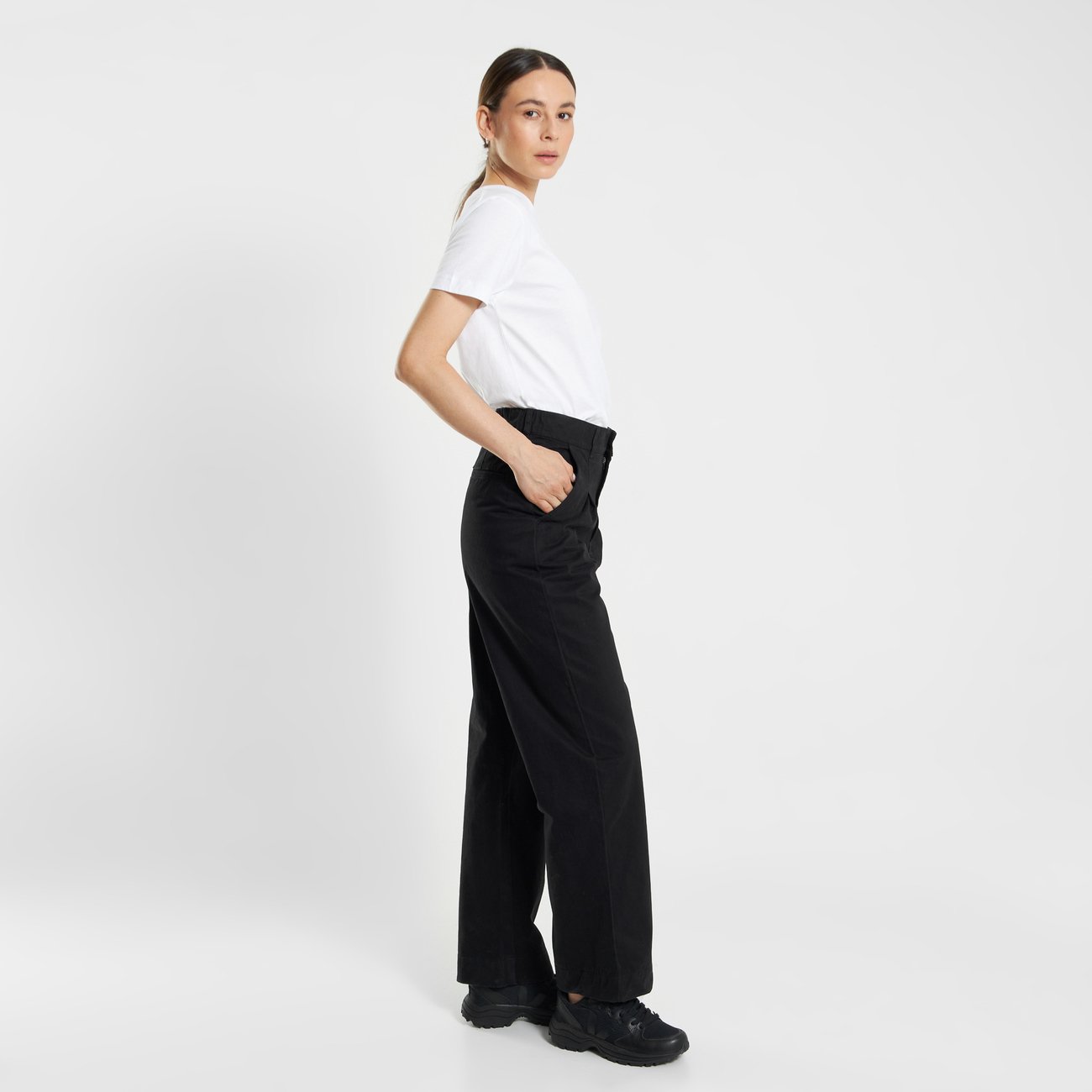 Pantalon ample en coton bio | noir "pants uddevalla twill black"