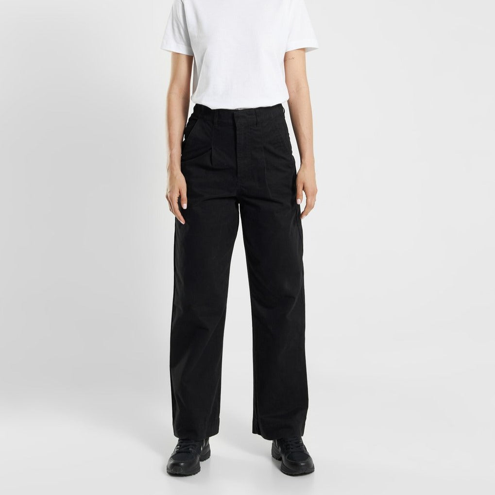 Pantalon ample en coton bio | noir "pants uddevalla twill black"