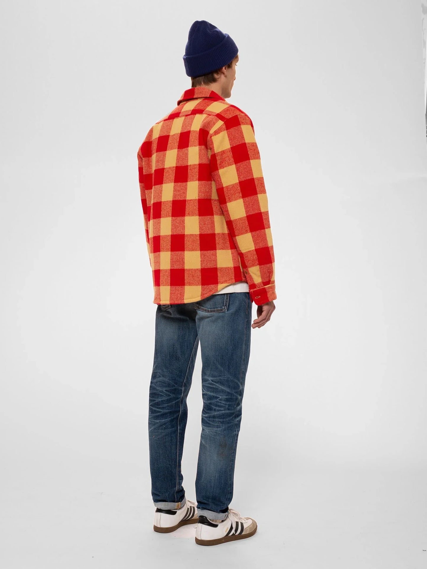 Veste à carreaux en coton bio | rouge "glenn padded check shirt red"