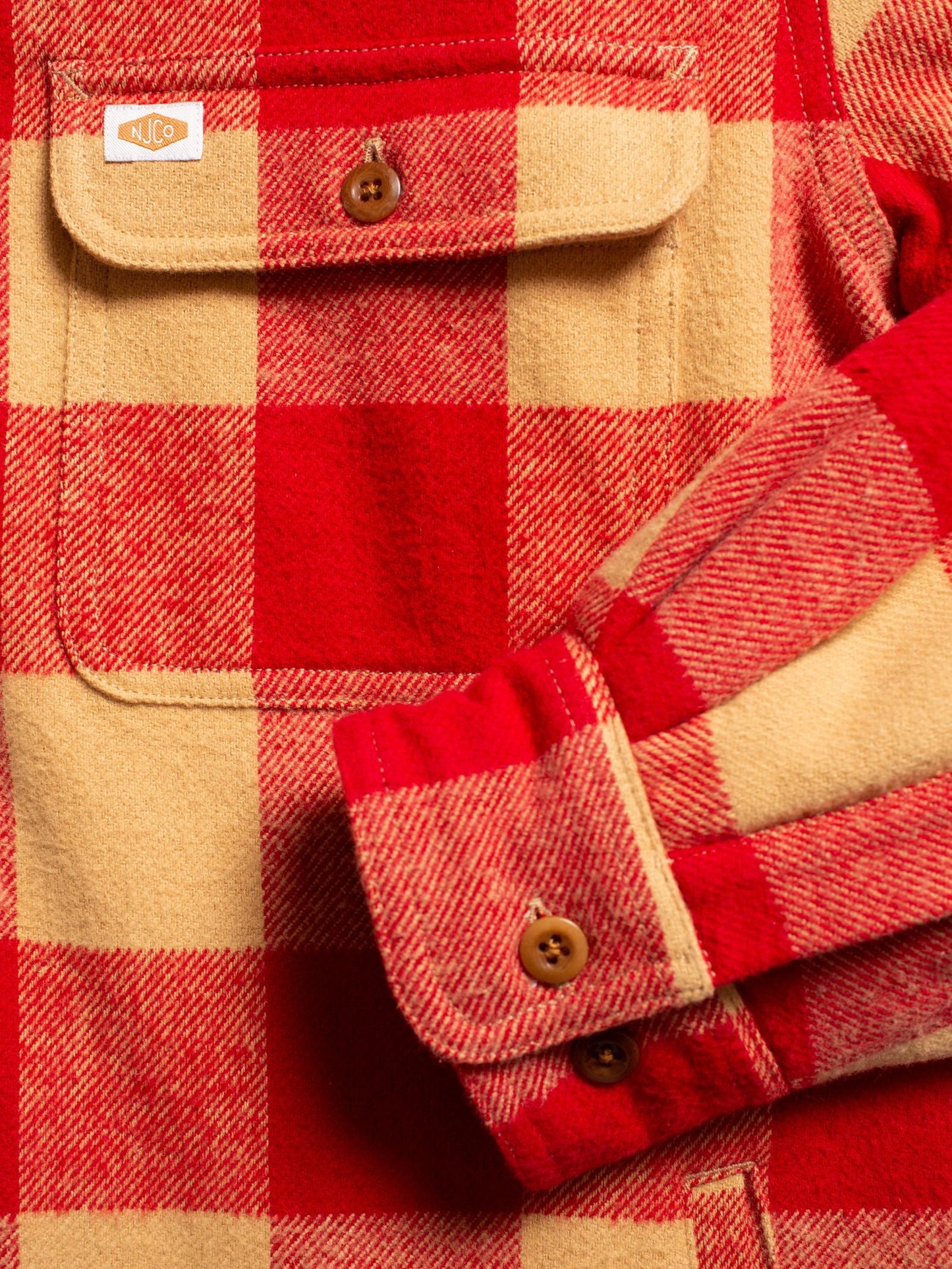 Veste à carreaux en coton bio | rouge "glenn padded check shirt red"