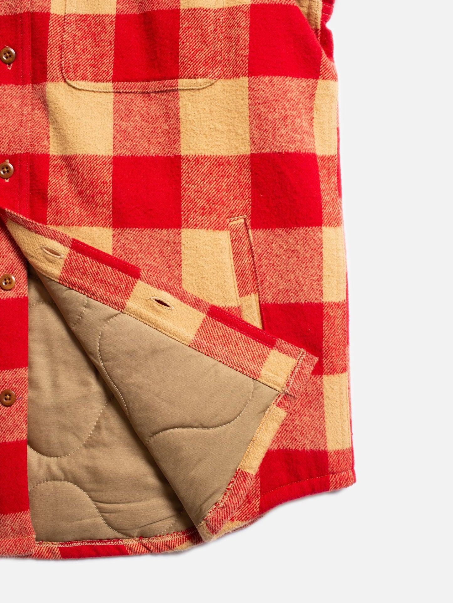 Veste à carreaux en coton bio | rouge "glenn padded check shirt red"
