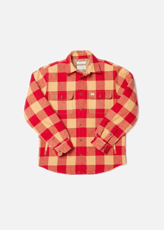 Veste à carreaux en coton bio | rouge "glenn padded check shirt red"