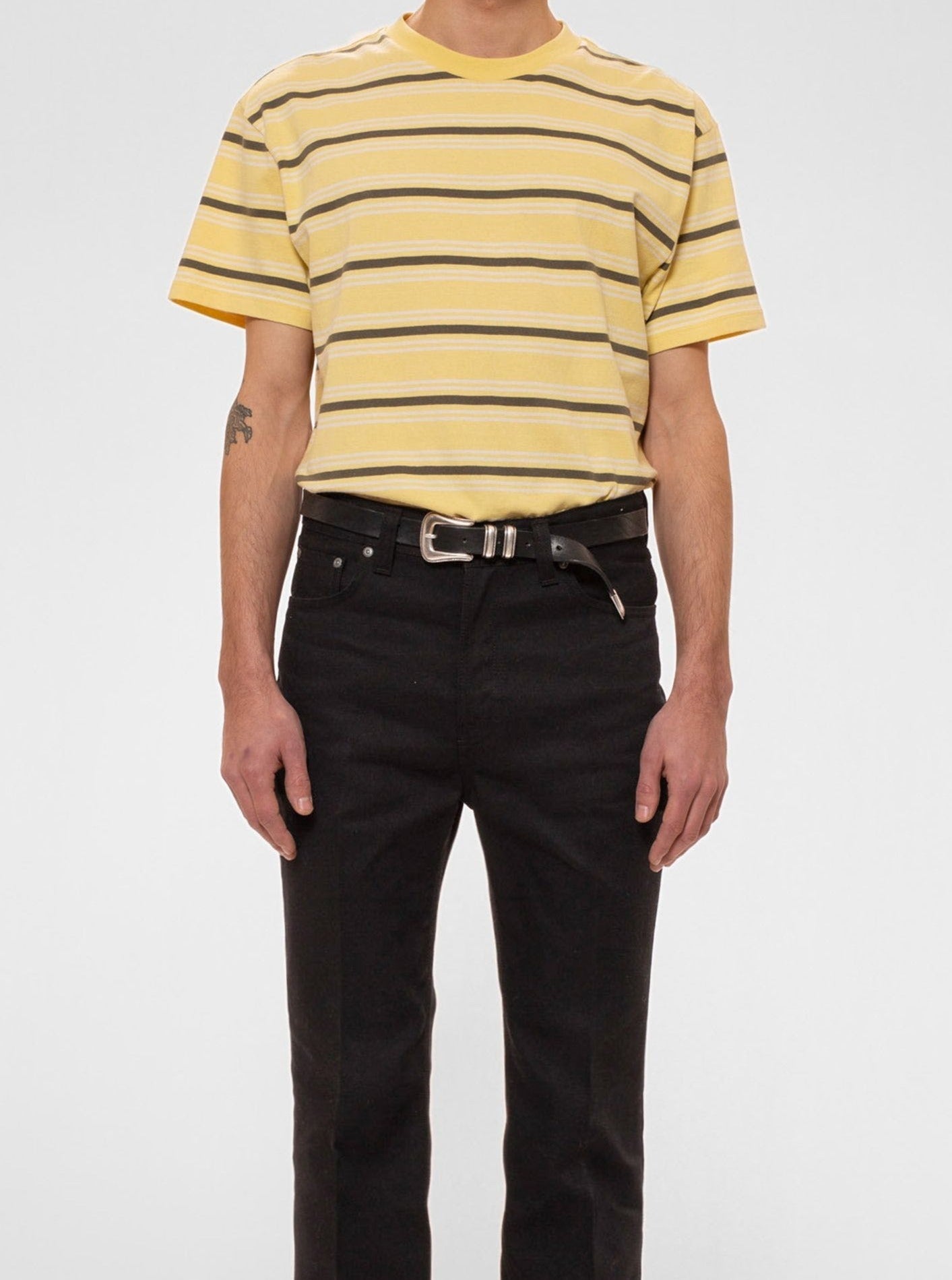 T-shirt rayé en coton bio | Jaune "leffe stripe tee citra"