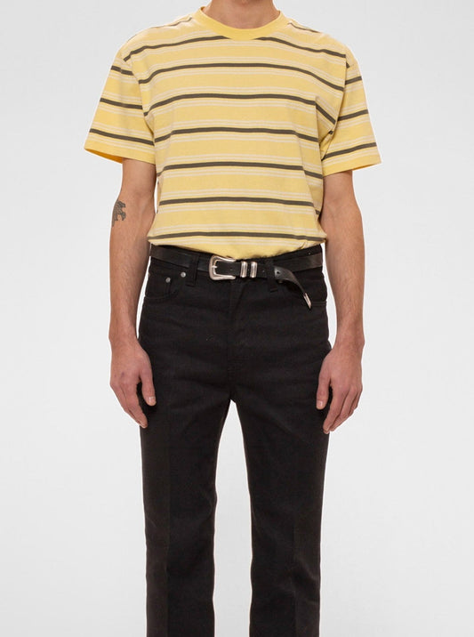 T-shirt rayé en coton bio | Jaune "leffe stripe tee citra"