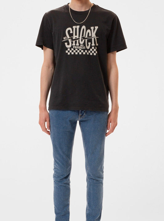 T-shirt en coton bio | Noir à motifs "roy shock tee black"