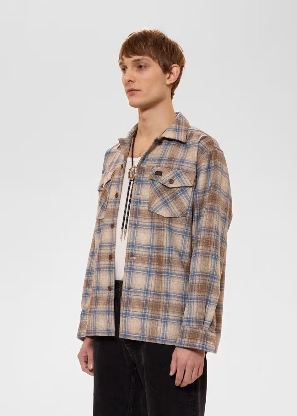 Surchemise en laine et matières recyclées | Beige "vincent board shirt"