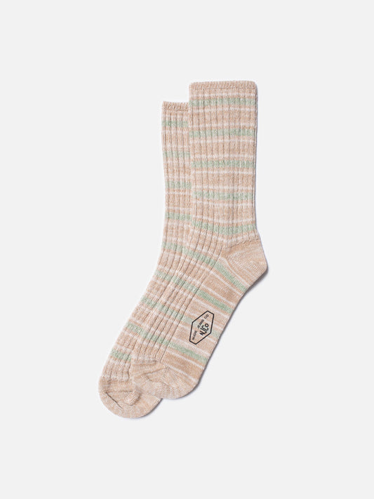 Chaussettes en recyclé | Beige "chunky sock allover stripe beigemelange"