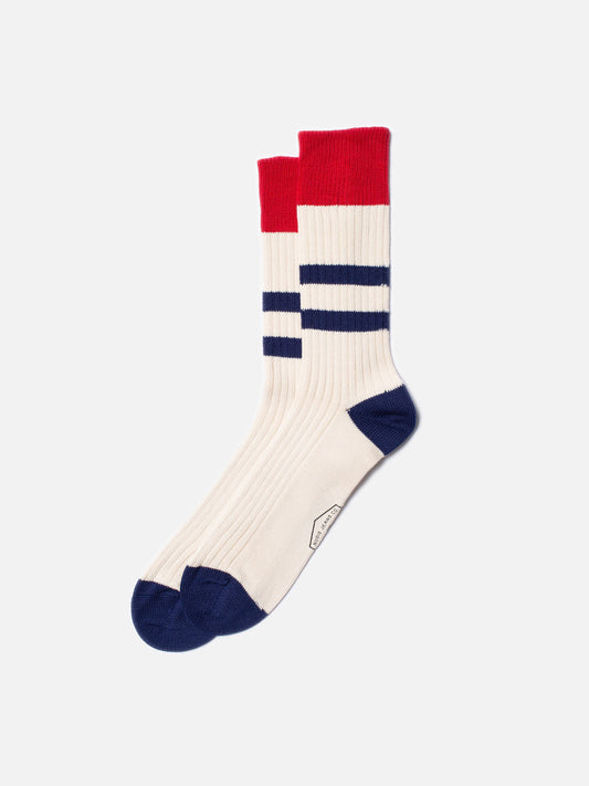 Chaussettes en maille côtelée en coton bio | Tricolore "rib socks offwhite"