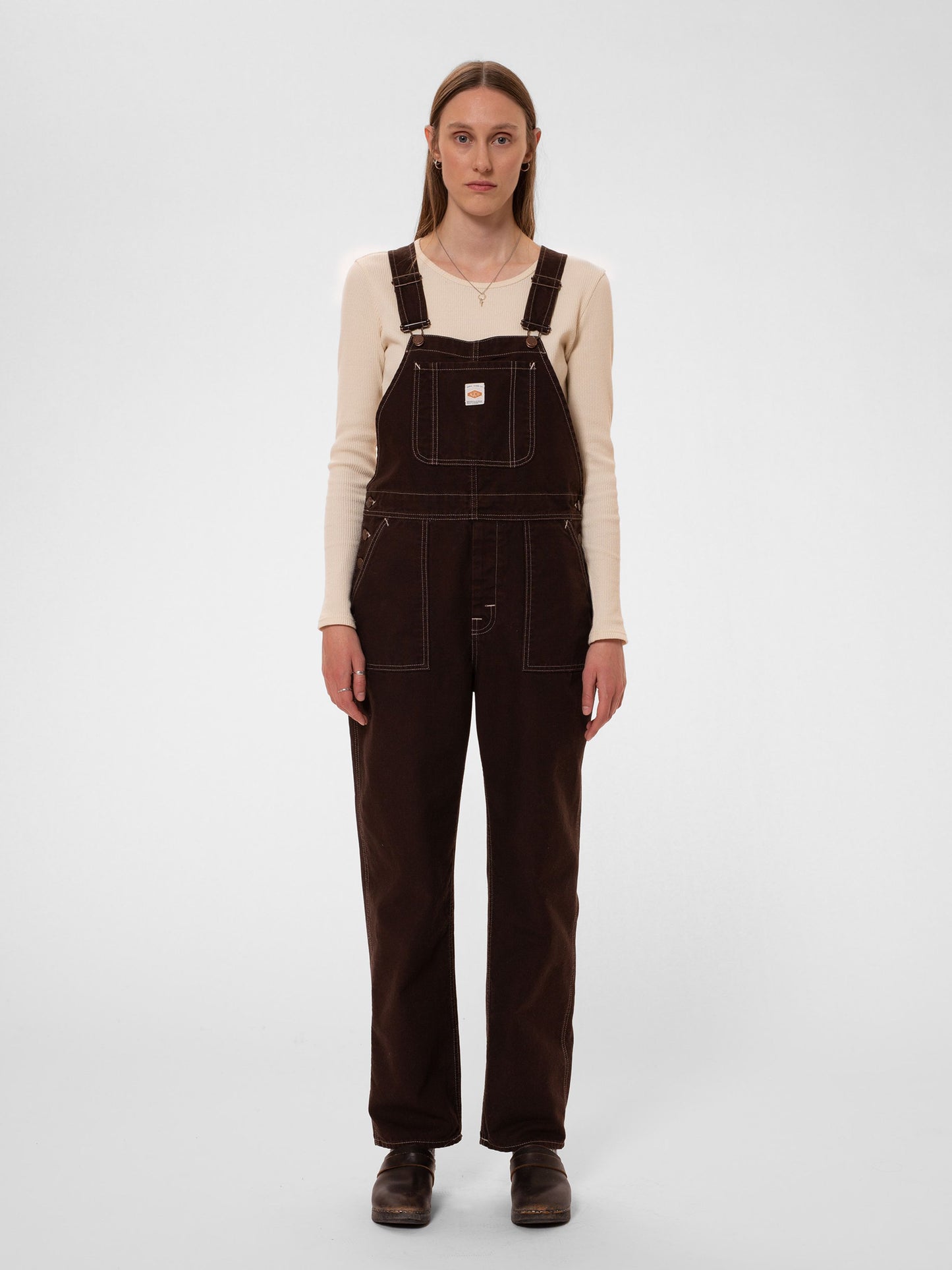 Salopette ample en coton bio | Marron "karin dungarees bruno brown"