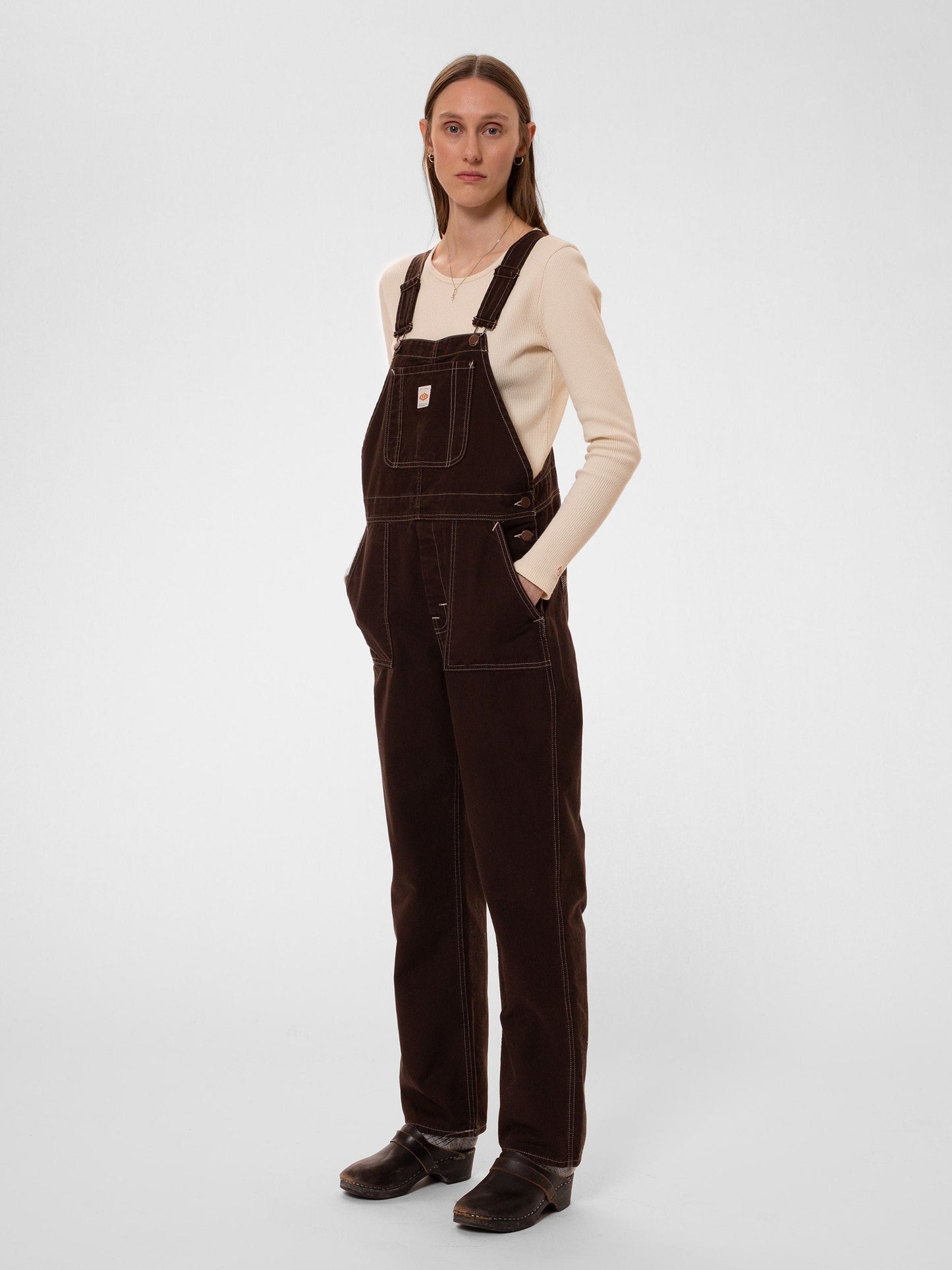 Salopette ample en coton bio | Marron "karin dungarees bruno brown"
