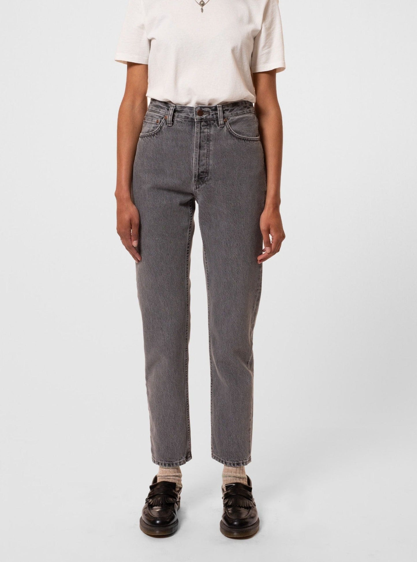 Jean mom en coton bio | Gris "breezy britt mountain grey"