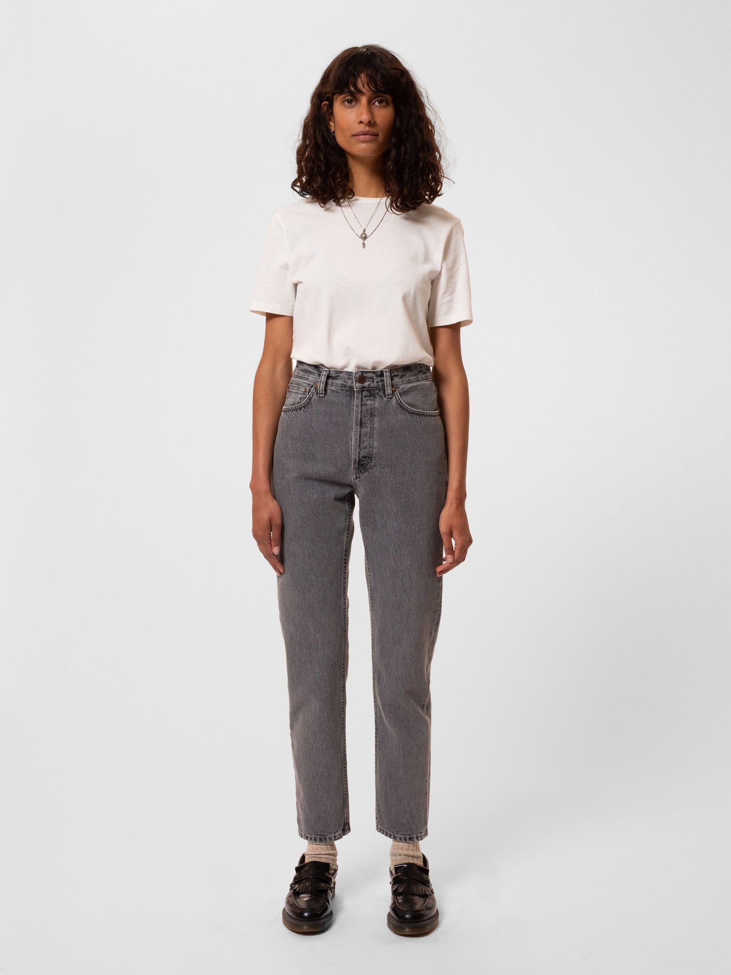 Jean mom en coton bio | Gris "breezy britt mountain grey"