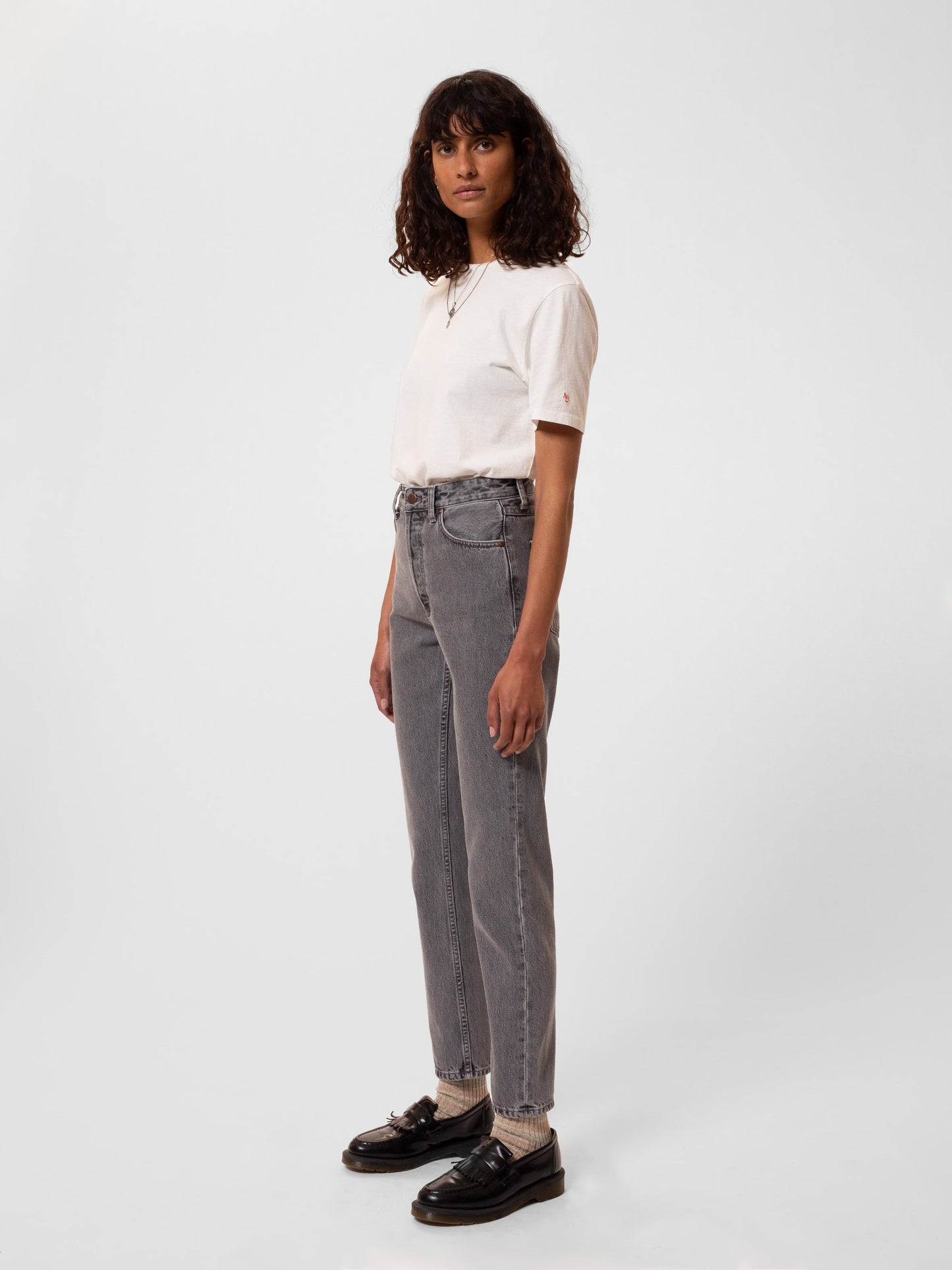 Jean mom en coton bio | Gris "breezy britt mountain grey"