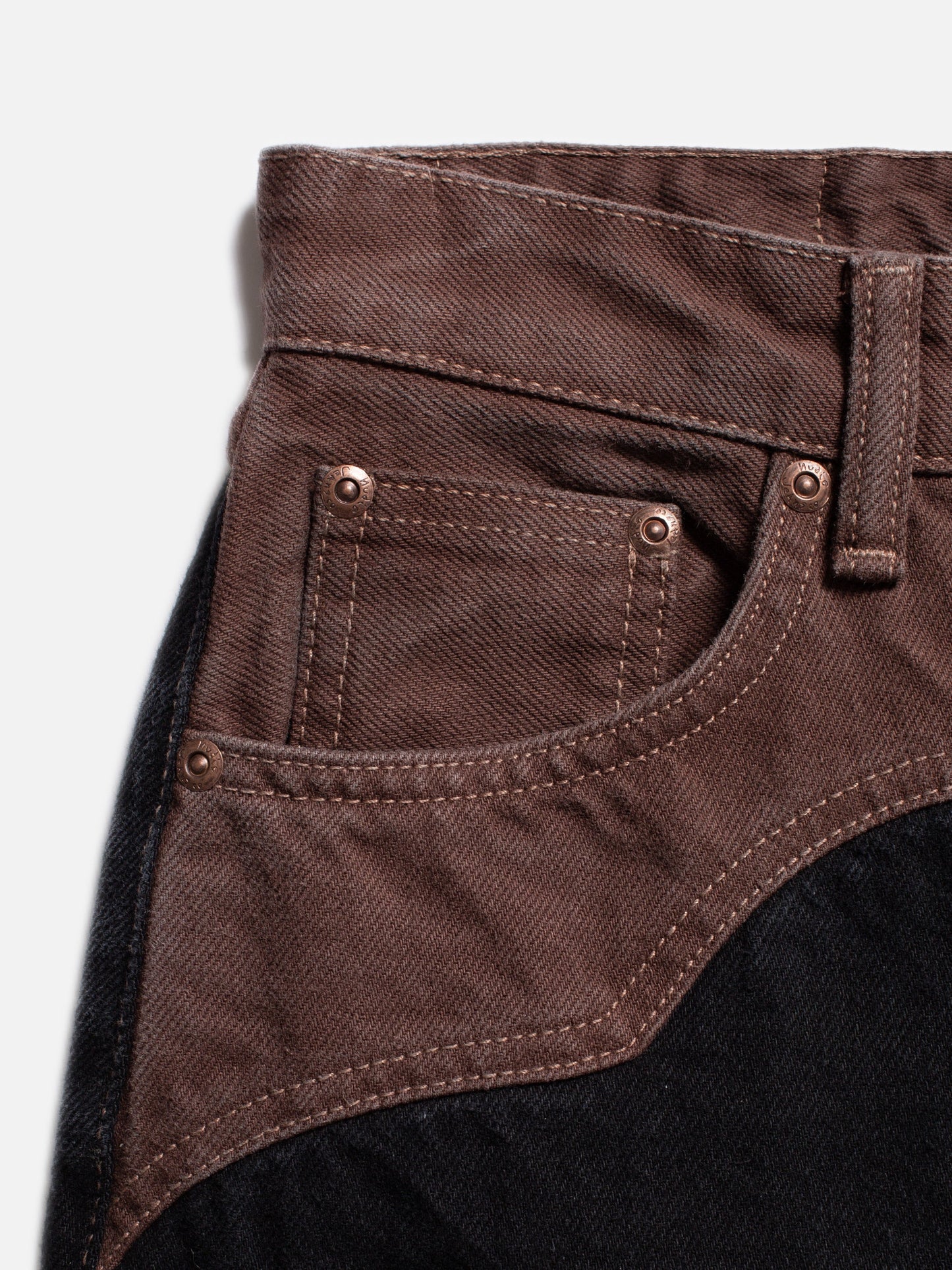 Jean ample en coton bio | bicolore "clean eileen western blocked"