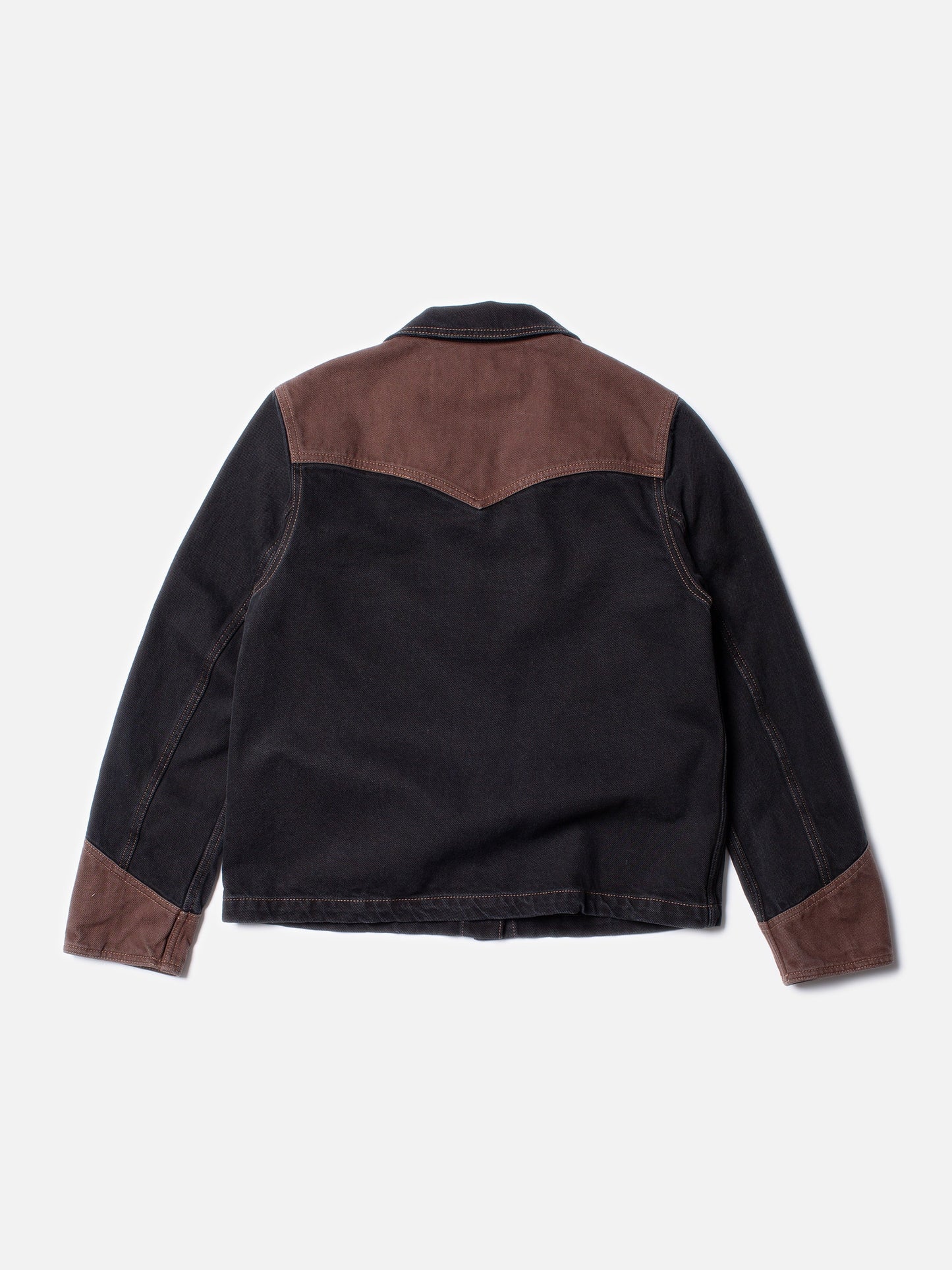 Veste en jean en coton recyclé et bio | Marron "kelly western jacket blocked black/brown"