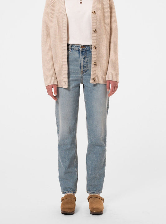 Jean droit en coton bio | Bleu délavé "lofty lo thrifted gem"