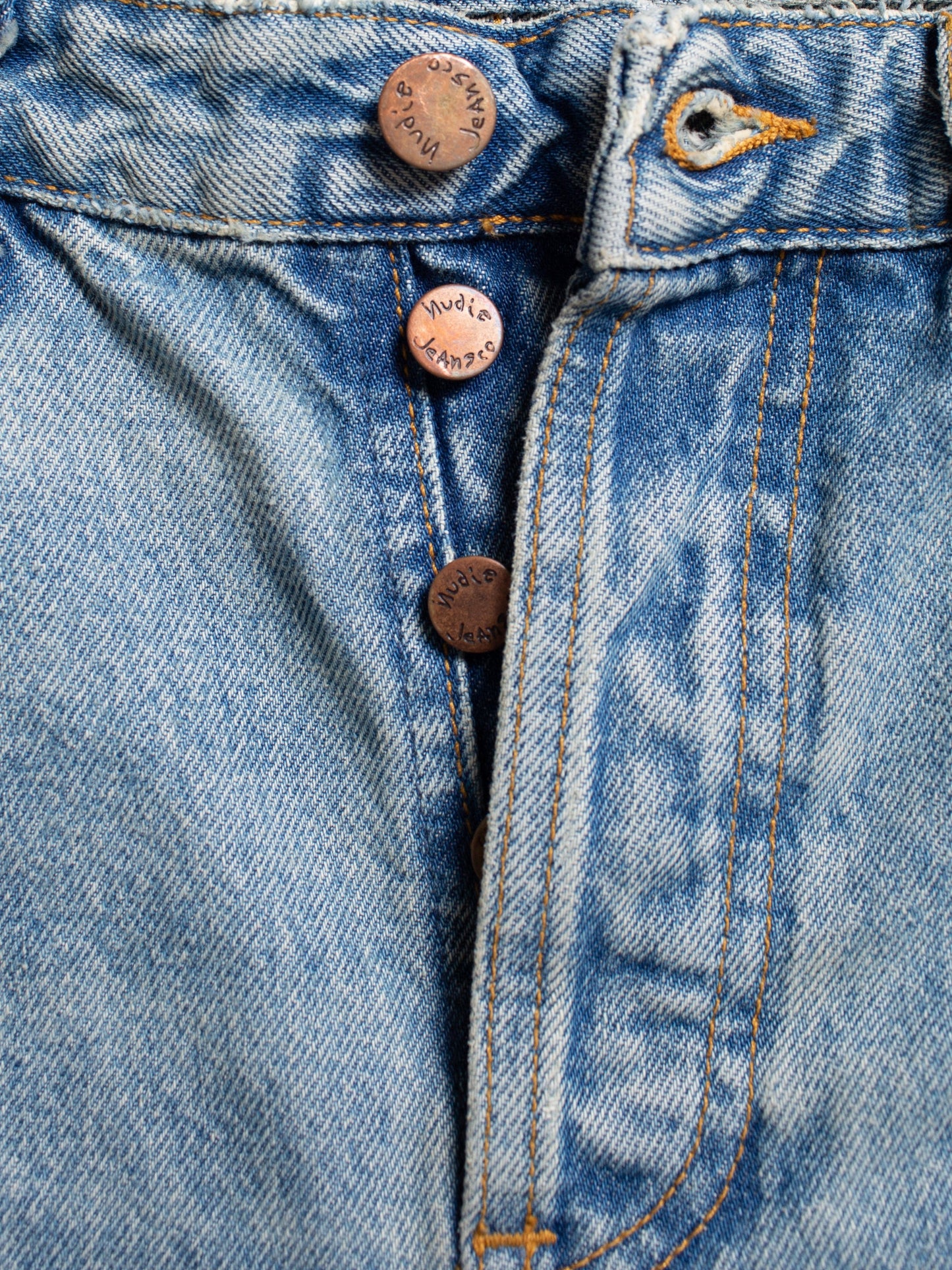 Jean droit en coton bio | Bleu délavé "lofty lo thrifted gem"