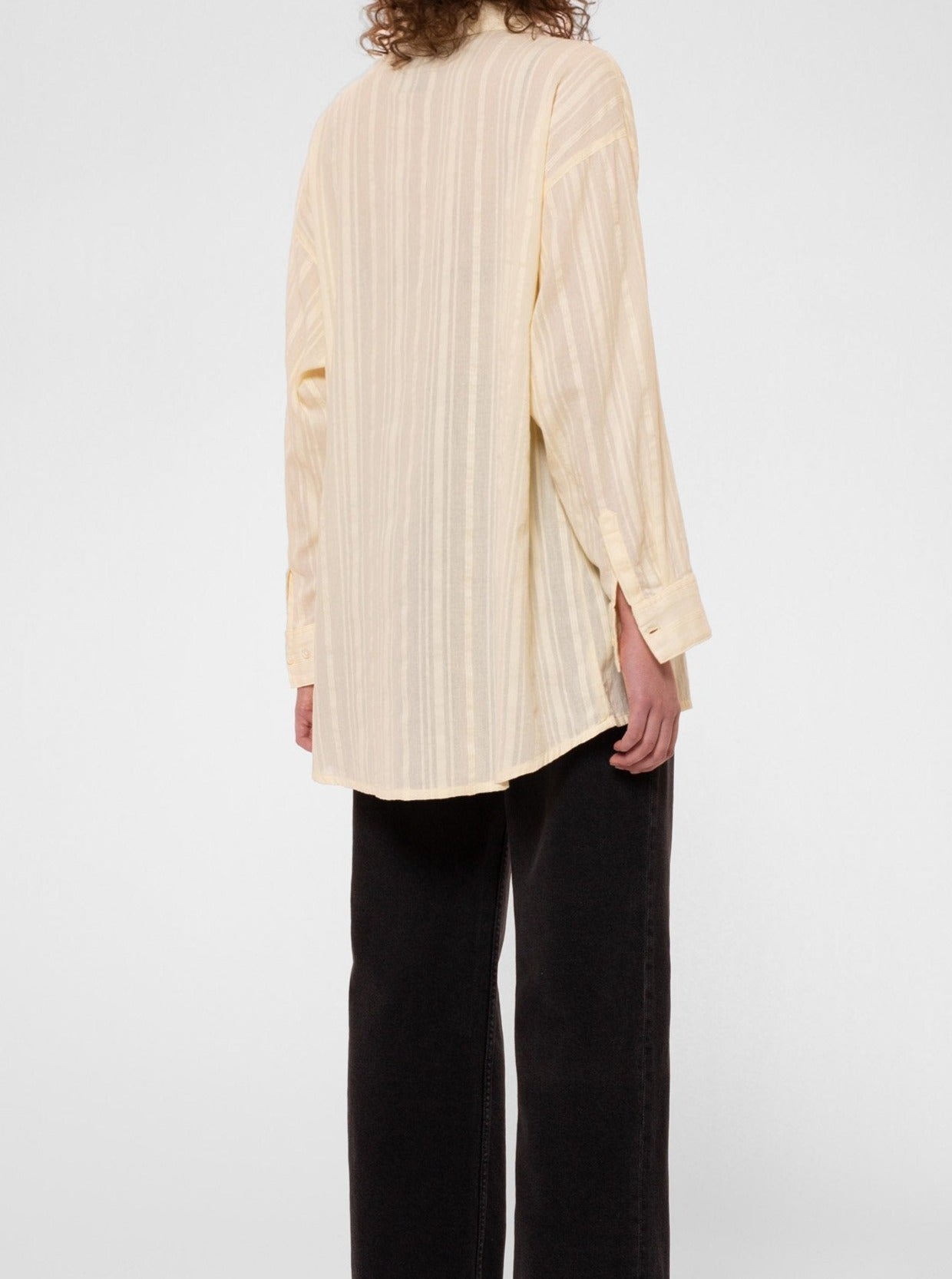Chemise ample en coton bio | Écrue rayée "monica cotton shirt citra"
