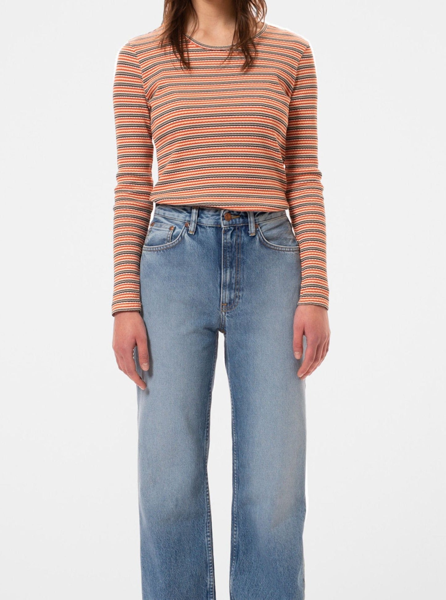 T-shirt manches longues en coton bio | Multicolore "jessy striped rib ls t-shirt"