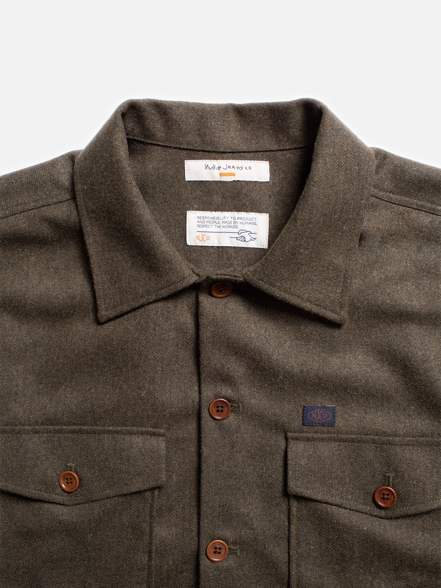 Surchemise en laine et matières recyclées | Vert "vincent melange board shirt"