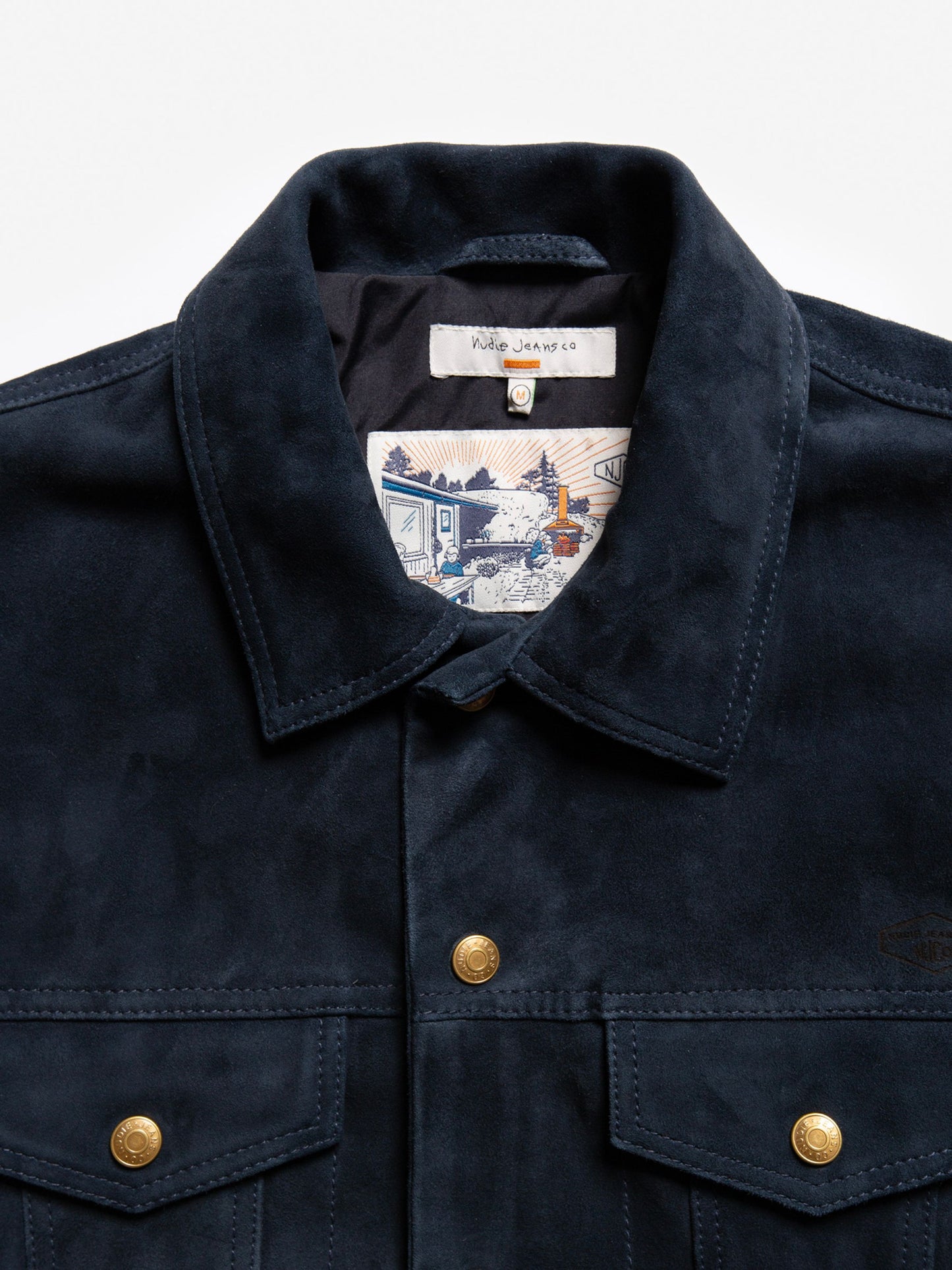 Blouson en cuir nubuck tannage végétal | marine "robby nubuck jacket navy"