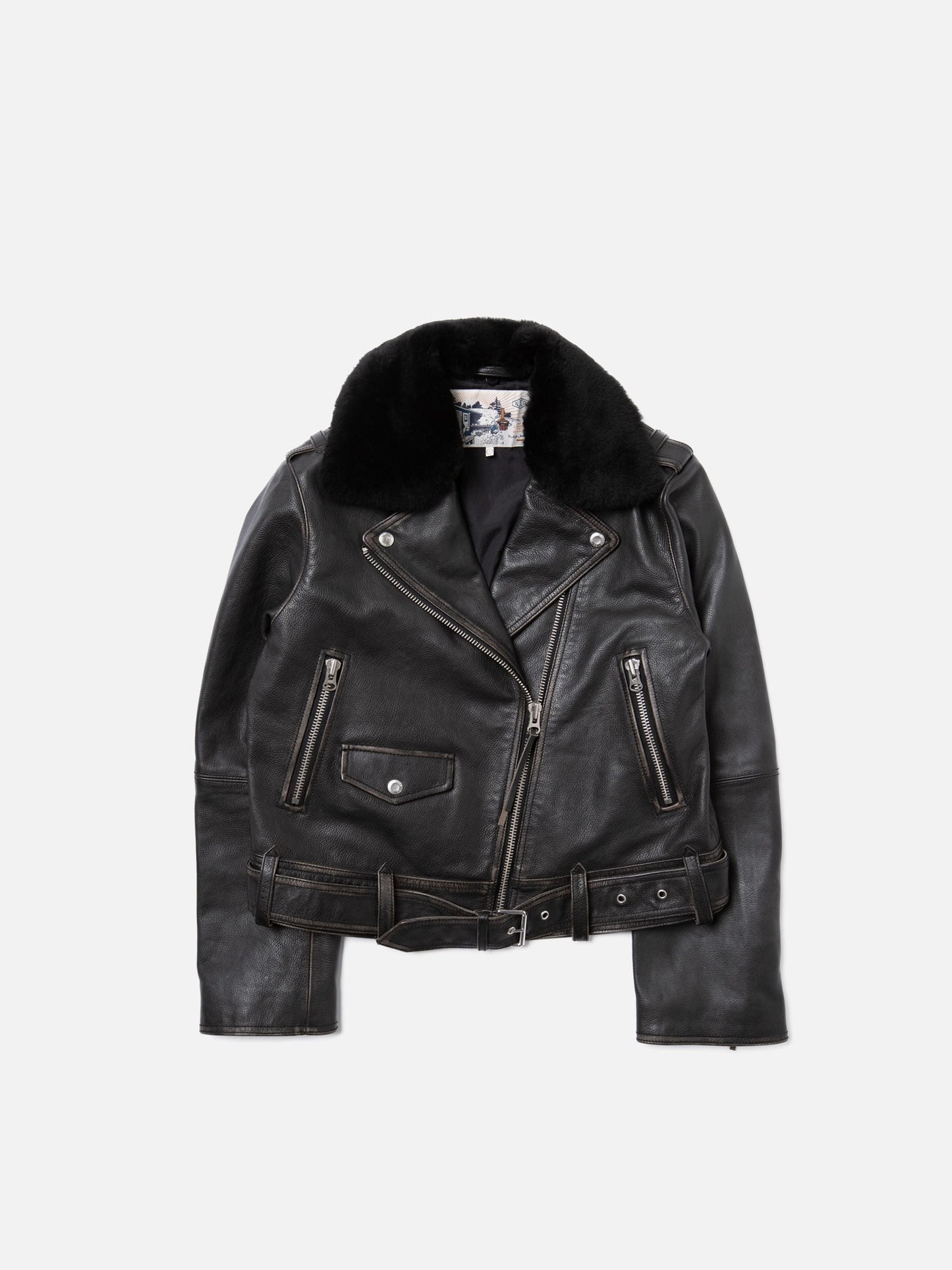 Veste en cuir tannage végétal |noir " Greta biker leather jacket"