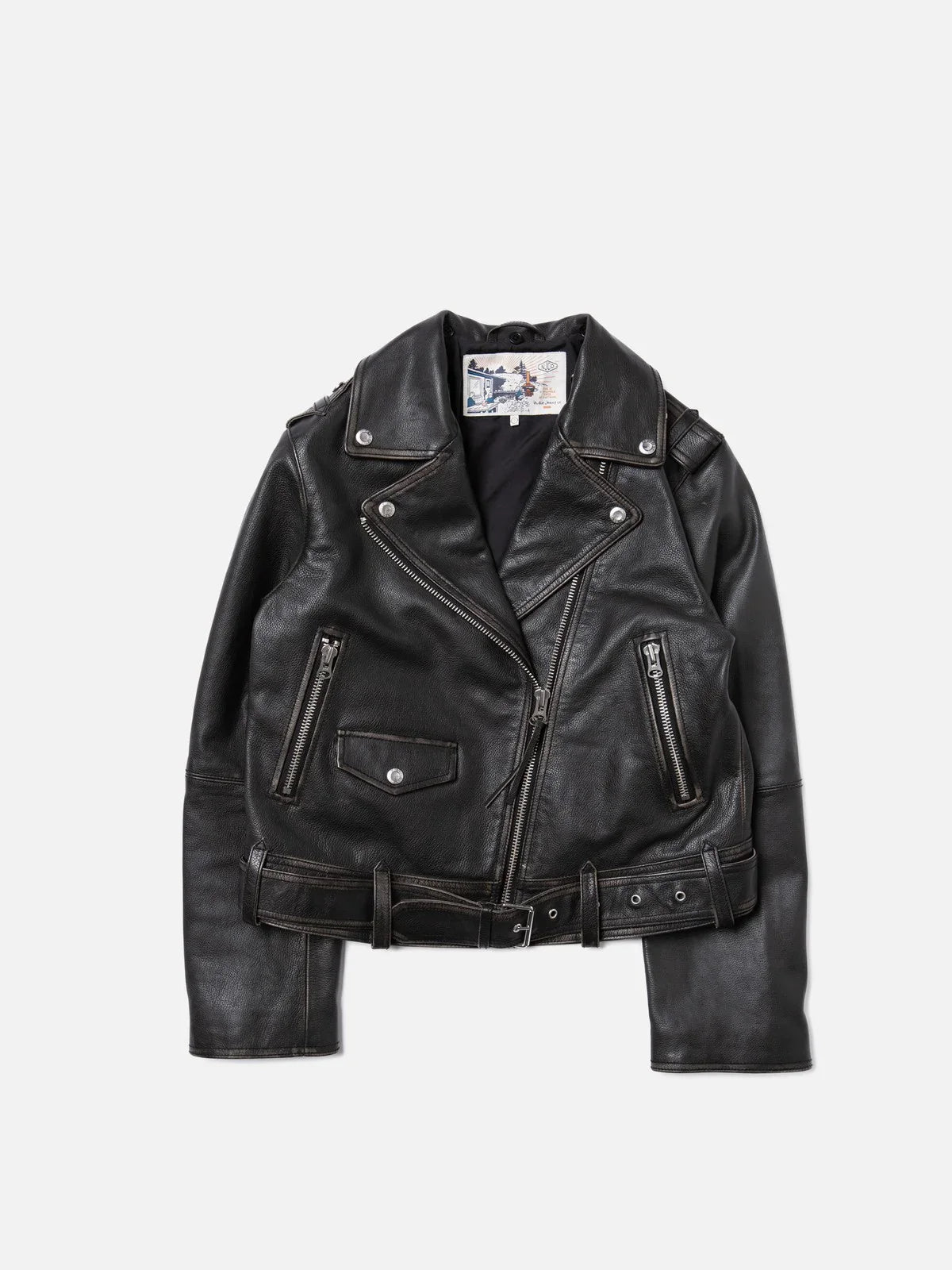 Veste en cuir tannage végétal |noir " Greta biker leather jacket"