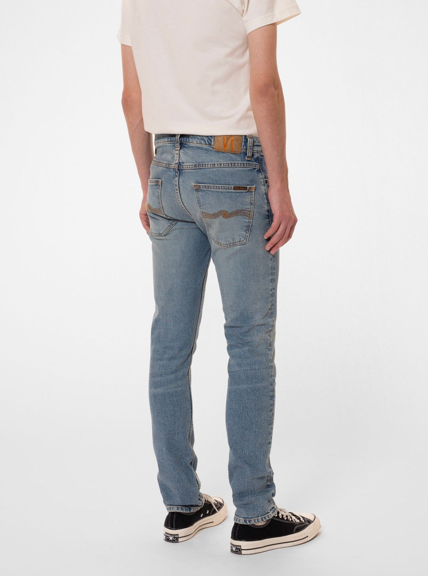Jean slim en coton bio | Bleu clair délavé "grim tim blue smoke"