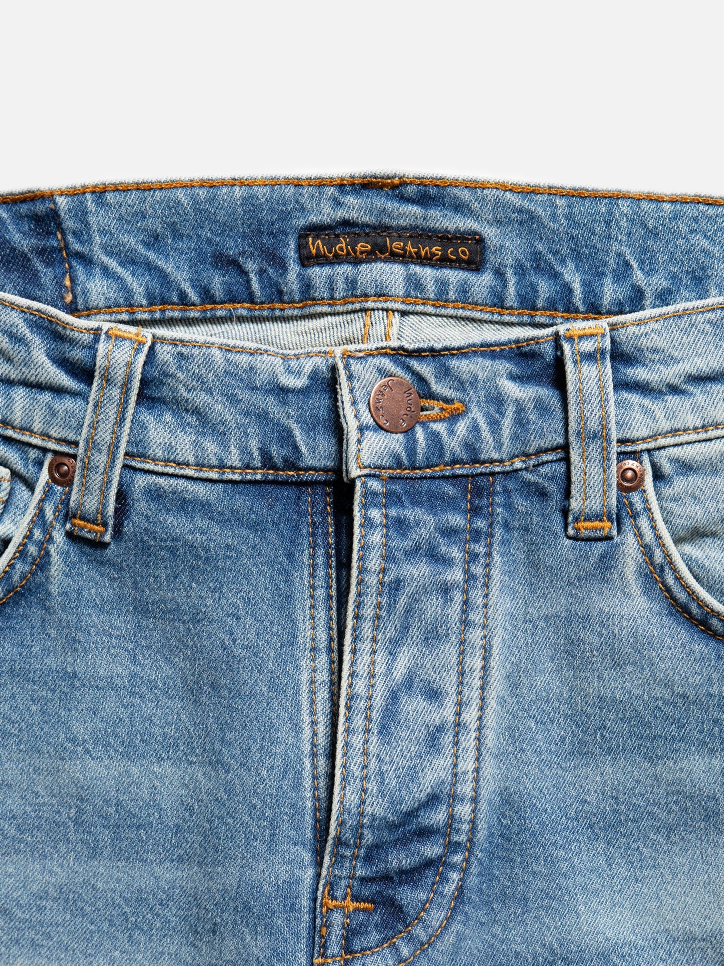 Jean slim en coton bio | Bleu clair délavé "grim tim blue smoke"