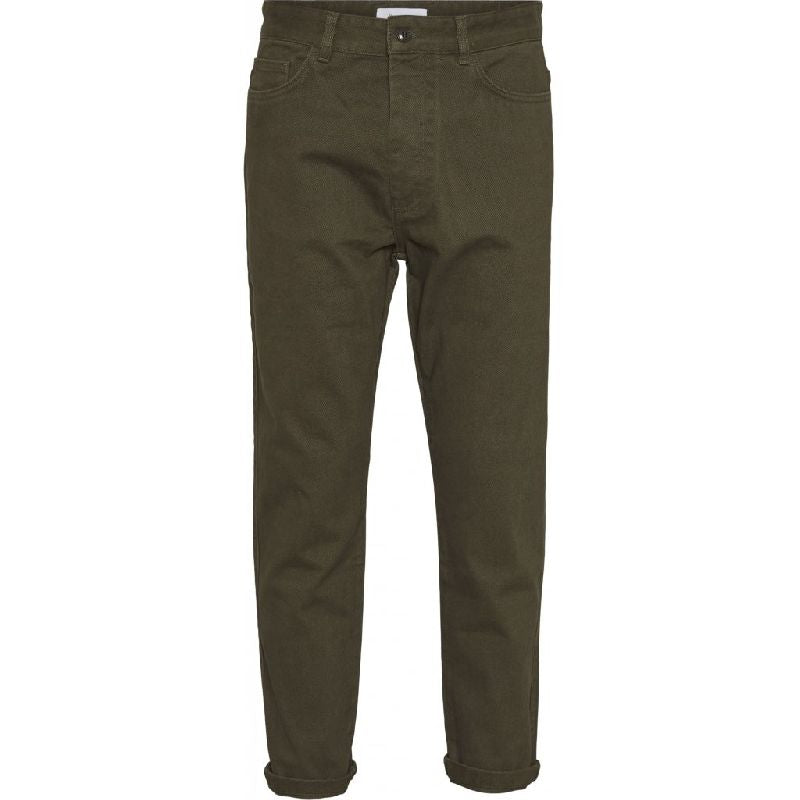Pantalon droit en twill épais vert forêt en coton bio - BOB