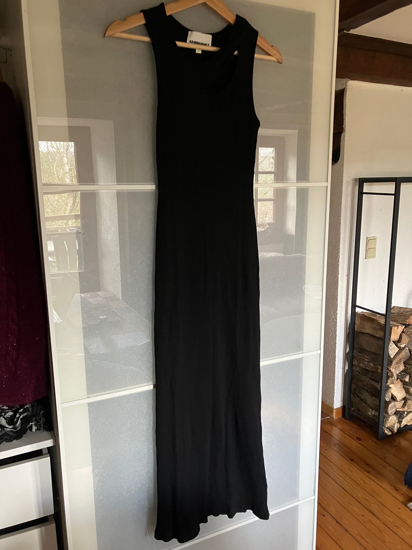 Robe longue ajourée en coton bio | noir "esilaa black"