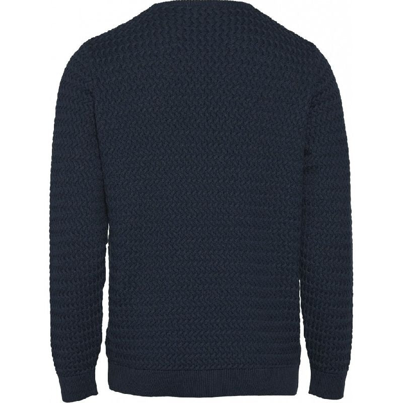 Pull col rond bleu nuit en coton bio - Field
