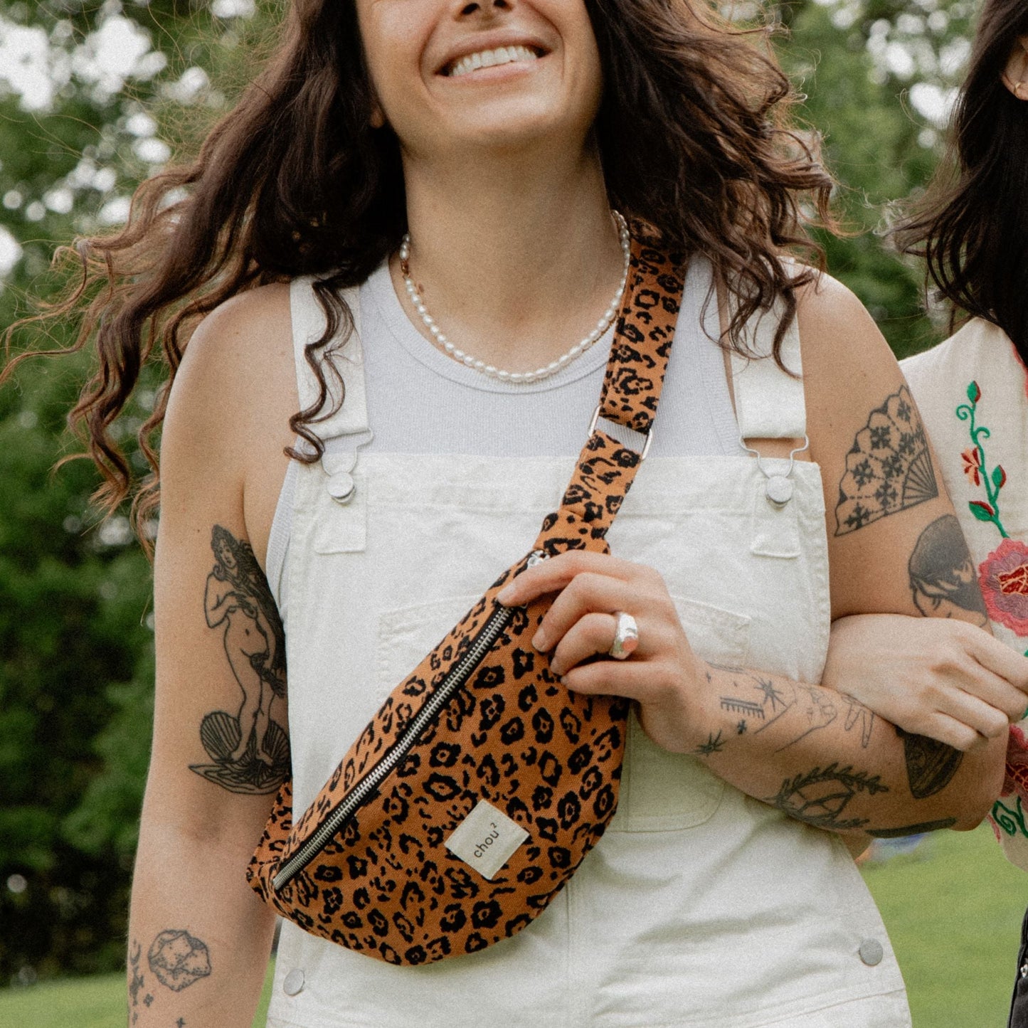Banane made in France en coton upcyclé | marron "toile léopard"