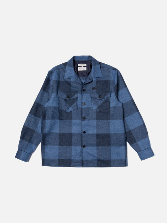 Surchemise en laine et matières recyclées | Bleu à carreaux "vincent buffalo check shirt"